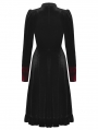 Black and Scarlet Red Vintage Gothic Velvet Mid-Length Dress