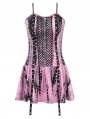 Pink Gothic Punk Dye Rebel Sleeveless Short Slim Dress