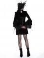 Black Gothic Haunted Cross Long Bell Sleeves Velvet Short Dress