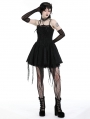 Black Gothic Twine Tied Chest Strap Short Irregular Party Dress