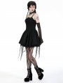 Black Gothic Twine Tied Chest Strap Short Irregular Party Dress