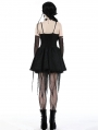 Black Gothic Twine Tied Chest Strap Short Irregular Party Dress