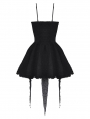Black Gothic Twine Tied Chest Strap Short Irregular Party Dress