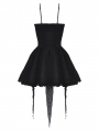 Black Gothic Twine Tied Chest Strap Short Irregular Party Dress