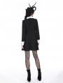 Black and White Gothic Daily Wear Long Sleeve Short Dress