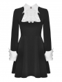 Black and White Gothic Daily Wear Long Sleeve Short Dress