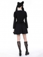 Black and White Gothic Cute Long Bubble Sleeve Short Dress