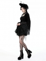 Black Vintage Gothic Lace-Trim Pattern Velvet Short Dress