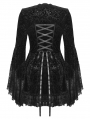 Black Vintage Gothic Lace-Trim Pattern Velvet Short Dress