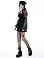 Black Gothic Lace Fake Two-Piece Short Daily Wear Dress