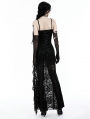 Black Gothic Lace See-Through Sexy Lace Maxi Strap Dress