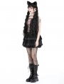 Black and Pink Gothic Doll Lace Frilly Short Dress