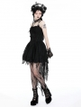 Black Gothic Strap Rose Bloom Dovetail Lace Party Dress