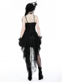 Black Gothic Strap Rose Bloom Dovetail Lace Party Dress