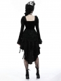 Black Gothic Retro Tasseled Dovetail Velvet Dress