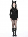 Black Gothic Punk Devil Cat Ear Hooded Slim Mini Dress