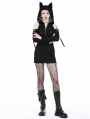 Black Gothic Punk Devil Cat Ear Hooded Slim Mini Dress