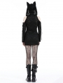 Black Gothic Punk Devil Cat Ear Hooded Slim Mini Dress