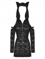 Black Gothic Punk Devil Cat Ear Hooded Slim Mini Dress