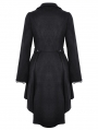 Black Retro Gothic Asymmetrical Buttons Woolen Tail Coat for Women