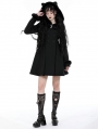 Black Gothic Cute Cat Ear Double-Breasted Woolen Coat for Women