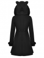 Black Gothic Cute Cat Ear Double-Breasted Woolen Coat for Women