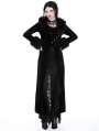 Black Gothic Ladylike Fur Velvet Long Coat for Women