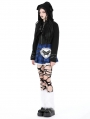 Black Gothic Mischievous Bear Hooded Short Jacket for Women