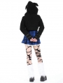 Black Gothic Mischievous Bear Hooded Short Jacket for Women