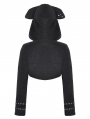 Black Gothic Mischievous Bear Hooded Short Jacket for Women