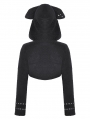 Black Gothic Mischievous Bear Hooded Short Jacket for Women