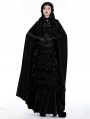 Black Retro Gothic Knight Errant Cutout Long Velvet Cape for Women
