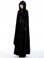 Black Retro Gothic Knight Errant Cutout Long Velvet Cape for Women