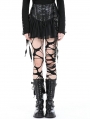 Black Gothic Punk Rebel PU Mesh Splicing Mini Skirt