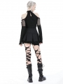 Black Gothic Punk Metal Ring Pleated Mini Skirt