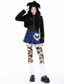 Blue and Black Plaid Gothic Punk Ruffle Heart Mini Skirt