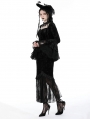 Black Gothic Long Velvet Lace Splicing Fishtail Skirt