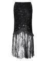 Black Gothic Long Velvet Lace Splicing Fishtail Skirt