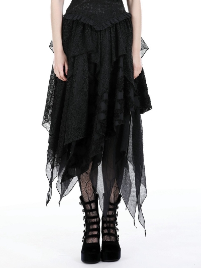 Black Gothic Daily Wear Messy Irregular Skirt