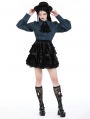 Black Gothic Lolita Frilly Layered Velvet Mini Skirt