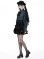 Black Gothic Lolita Frilly Layered Velvet Mini Skirt