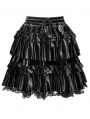 Black Gothic Lolita Frilly Layered Velvet Mini Skirt