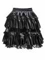 Black Gothic Lolita Frilly Layered Velvet Mini Skirt