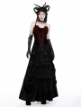 Black Gothic Vintage Frilly Wavy Velvet Long Skirt