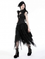 Black Gothic Retro Embroidered Top for Women