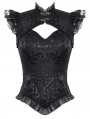 Black Gothic Retro Embroidered Top for Women