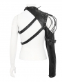 Black Gothic Punk Buckled One Shoulder Armer for Women