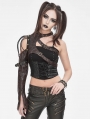 Coffee Gothic Punk Buckled One Shoulder Armer for Women
