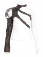 Coffee Gothic Punk Buckled One Shoulder Armer for Women