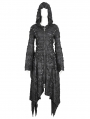 Black Gothic Punk Irregular Distressed Hooded Jacket for Women